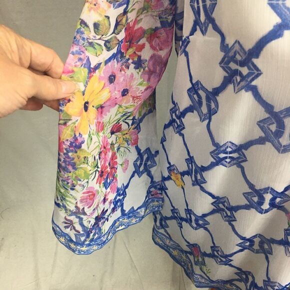 Roaman’s size 12W NWT white long sleeved lined embellished shirt 100% polyester - Picture 5 of 10